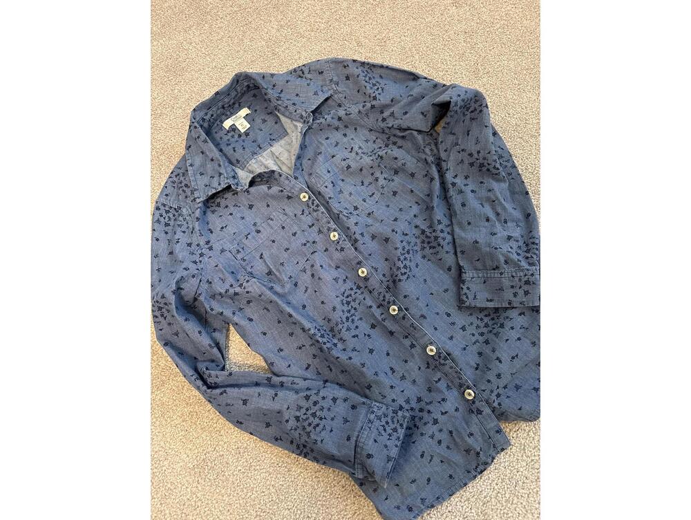 Croft & Barrow Blue Patterned Long Sleeve Button-Up Shirt